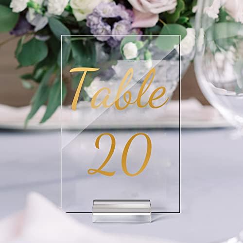 Tuanse 40 Pack Gold Acrylic Wedding Table Numbers 1-40 Clear Stand with Calligraphy Holders - 4 x 6 Inch Acrylic Table Signs for Wedding Reception Centerpieces - Image 7