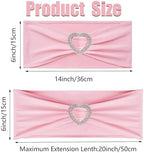 Light Pink Chair Sashes for Wedding 50Pcs Spandex Pink Sashes for Chairs Covers Stretch Chair Sashes Band with Heart Buckle Slider Wedding Sashes Bows for Banquet Party Decorations - Image 2