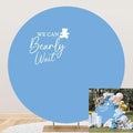 7x7ft We Can Bearly Wait Round Backdrop Cover Blue Cute Bear Baby Shower Circle Photography Background for Gender Reveal Pregnancy Party Banner Cake Table Decorations Photo Booth Props by TTQYFNM