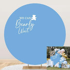 7x7ft We Can Bearly Wait Round Backdrop Cover Blue Cute Bear Baby Shower Circle Photography Background for Gender Reveal Pregnancy Party Banner Cake Table Decorations Photo Booth Props by TTQYFNM