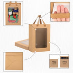 EUSOAR Kraft Clear Transparent Gift Bags - 50pcs, 7.8"x3.9"x11" with Handles and Transparent Window for Grocery, Business, Party, Wedding - Image 3