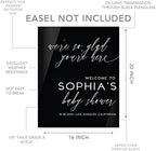 Andaz Press 16"x20" Black Acrylic Personalized Baby Shower Welcome Sign, Gender Neutral Modern Script Large Custom Sign for Easel Stand, Baby Shower Decorations - Image 5
