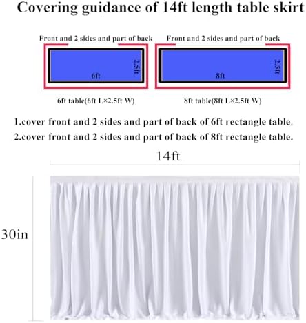 Ruffle Table Skirt for Teacher Desk Classroom Wedding Birthday, White, 14ft - Image 4