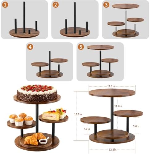 4 Tier Cupcake Tower Stand,360° Rotating Wood Cake Stand for 50 Cupcakes,Dessert Table Display Stands for Wedding Birthday Party Decoration Baby Shower Tea Party - Image 5