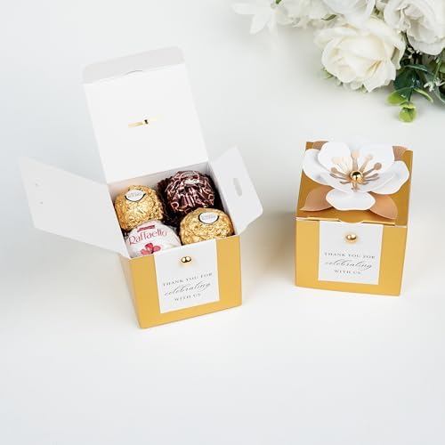 FEIYI 20 PCS Favor Boxes, Gold Candy Boxes 2.55x2.55x2.55 - Image 3