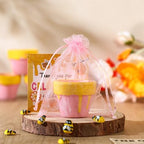Conelist 48 Sets Bee Themed Candle Set for Baby Shower Party Favors Cute Honey Jar Candle with Thank You Tags Organza Bags Baby Shower Gifts for Guest Gender Reveal Party Decoration Gifts (Pink) - Image 4