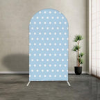 Arch Backdrop Cover Blue White Dots Pattern Arched Stand Covers Double-Sided Stretchy Photography Background for Birthday Baby Shower Parties Decor Banner - Image 2