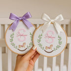 Embroidery Baby Name Sign, Personalized Welcome Baby Hoop Sign with Bow, Custom Baby Name Sign for Hospital, Infant Baby Shower Gifts New Parents (03) - Image 3