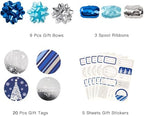 WRAPAHOLIC Blue Christmas Wrapping Paper Set - Blue and Silver Metallic Foil Shine Christmas Wrapping Paper Bundle with Gift Bow & Ribbon & Tag & Sticker - Image 6