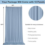 50ftx10ft Wrinkle Free Dusty Blue Backdrop Curtains for Parties, Silky Polyester Photo Backdrop Drapes 10 Panels 5x10ft Back Drop Cloth for Wedding Birthday Baby Shower Photography Background - Image 3
