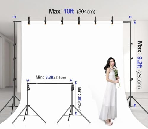 EMART 9.2x10FT Backdrop Stand Adjustable Back Drop Stand for Party Wedding - Image 2