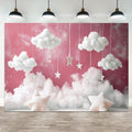 10x6.5ft Cloud Backdrop Sky Starry Star White Pink Photography Background Baby Shower Banner for Girl Baby Birthday Party Decoration Newborn Photoshoot Prop Cake Smash Photo Booth Prop by ASDCXZ