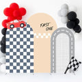 Set of 3 Racing Car Arch Backdrop Cover Track Checkered Spandex Stretchy Arch Cover for Boys Birthday Wedding Baby Shower Party Decoration (4ft,5ft,6ft,Fast ONE) by agogos