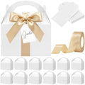 Maitys 24 Set Large Gable Boxes with Handle, Ribbon, Tag, White,Golden by Maitys