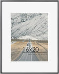 FLYJOE 16x20 Metal Picture Frame For Wall With Mat For 11x14, 16''x20'' Aluminum Photo Frames With Tempered Glass, Minimalist Modern Poster Frame Horizontally Vertically Set of 3, Black by FLYJOE