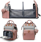 Jeryswet Baby Diaper Bags with Changing Station, Waterproof Large Capacity Diaper Bag Backpack for Moms Dads with USB Charging Port and Stroller Straps, Baby Shower Gifts, Pink-Grey by JeryswetDiaperBag
