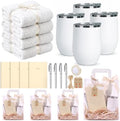 4 sets Baby Shower Prizes for Game Winners Baby Shower Favors Gifts including 12 oz Coffee Cups Notebooks Towels Pens Thank You Cards Raffia Gift Bags by Bumaeu