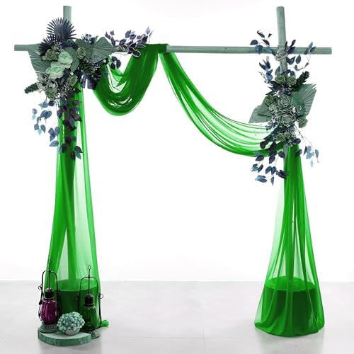 Pack of 2 Wedding Arch Drape Panel Fabric 30" x 75ft - Green - Image 2