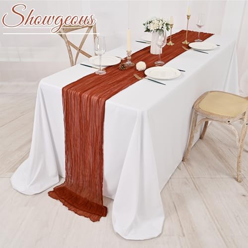 Showgeous 16 Pack Terracotta Cheesecloth Table Runner 17 x 108 Inch - Image 6