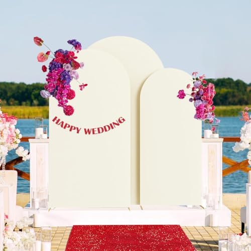 HAINARverS Set of 3 Stretchy Arch Backdrop Covers, Ivory, 6/6.6/7.2FT - Image 5