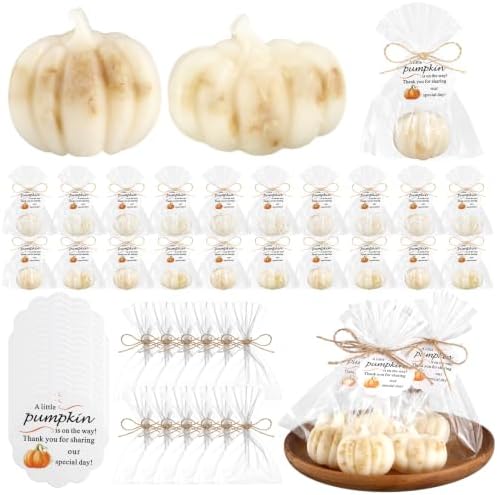 Leelosp 40 Sets Pumpkin Soaps Fall Baby Shower Favors with Cards Gift Bags by Leelosp