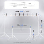 EMART Backdrop Stand 10x7ft(WxH) Photo Studio Adjustable Background Stand Support kit with 2 Crossbars, 8 Clamps, 2 Sandbags and Carry Bag for Parties, Events Decoration, Wedding, Photography -White - Image 2