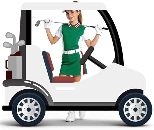 3.94 Ft White Golf Cart Corrugated Plastic Standee Photo Prop by WelcometoLawnIdyll