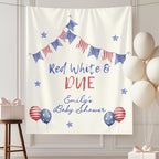 Personalized 4th of July Backdrop Custom Red White and Due Baby Shower Banner Patriotic USA Decor American Themed Baby Shower Tapestry Summer BBQ Independence Day Photo Booth Sign Party Supplies by Unknown