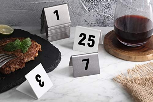 New Star Foodservice 27617 Stainless Steel Tent Style Table Number Card, 1-25, 1.5" x 2" Inch - Image 5