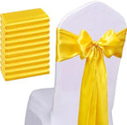 Pack of 50 Satin Yellow Chair Sashes Bows 7x108 Inch Wedding Chair Ribbons by WENSINL