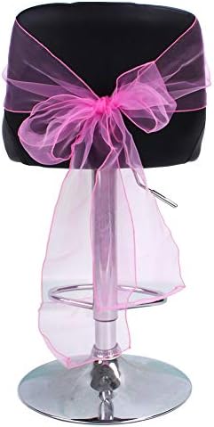 Set of 100 Organza Sheer Fushcia Chair Sashes Bows Ties 7x108 Inches for Wedding Party Event Banquet Restaurant Christmas Decoration (Hot Pink) - Image 3