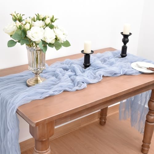 Blue Cheesecloth Table Runner Fall Wedding Birthday Party Home Decor 6 Pack - Image 4