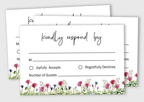 50 Blank RSVP Cards with White Envelopes-Floral Style Response Card-RSVP for Wedding-Rehearsal Dinner-Baby Shower-Bridal Shower-Engagement Party Invitations - Image 2