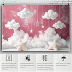 YongFoto Cute Sky Clouds Star Pink Backdrop 7x5ft Kids Photography Background Boy Girl Birthday Baby Shower Cradle Ceremony Party Banner Child Portrait Photoshoot Wallpaper Photo Studio Booth Props - Image 6