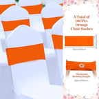 VitalCozy 100 Pcs Spandex Chair Sashes with Crown Buckle,Orange - Image 2