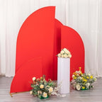 Efavormart Set of 4 Red Spandex Half Moon Arch Covers, Custom Fit Chiara Backdrop Slipcovers 2.5ft-7ft for Award Galas and Grand Opening Entrances - Image 2