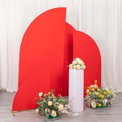 Efavormart Set of 4 Red Spandex Half Moon Arch Covers, Custom Fit Chiara Backdrop Slipcovers 2.5ft-7ft for Award Galas and Grand Opening Entrances - Image 2