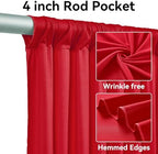 8 Panels 5x12ft Red Backdrop Curtains for Wedding Parties, Wrinkle Free Polyester 12 ft Long Photo Backdrop Drapes Back Drop Cloth for Birthday Christmas Ceremony Photography Background - Image 2