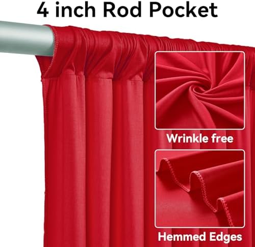 8 Panels 5x12ft Red Backdrop Curtains for Wedding Parties, Wrinkle Free Polyester 12 ft Long Photo Backdrop Drapes Back Drop Cloth for Birthday Christmas Ceremony Photography Background - Image 2