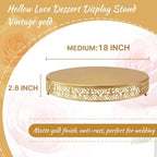 Cake Stand, Metal Round Cupcake Dessert Stand Cake Display Holder Cookies Fruit Serving Tray Decor for Wedding Party Birthday Baby Showers Anniversary (18 in, Dark Gold) - Image 2