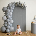 Double-Sided Arch Frame Fabric Cover Beige White Ripples Arched Panel Stand Cover for Wedding Birthday Baby Shower Parties Decoration (Grey-HP813,3X6ft) - Image 4