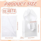 Qilery 50 Pcs Wedding Paper Gift Bags Bulk with Tissue Paper Small Gift Bags with Handle and Tags for Birthday Wedding 4th of July Party Business(White,4.7 x 2.4 x 3.9'') - Image 2