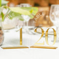 Clear Arch Wedding Table Numbers 1-20, Gold Numbers and Stands by JINMURY
