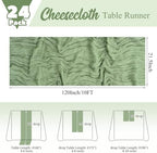 24 Pack Sage Green Table Runner 10Ft Cheesecloth Table Runner Rustic Gauze Table Runners Romantic Long Sage Sheer Fabric Cheese Cloth Table Runners for Wedding Party Bridal Baby Shower - Image 2
