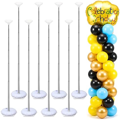Hicarer 8 Sets Balloon Column Stand Kit, 7ft, Classic Metal by Hicarer