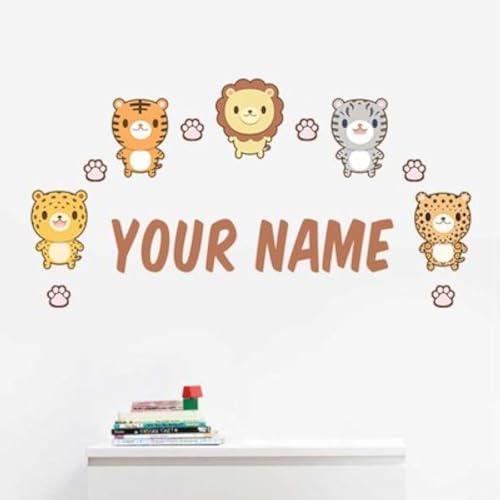 Oliver's Labels Premium Name Wall Decals - Matte Finish Personalized Wall Art for Kids' Rooms & Nurseries (Wild Kittens) by Oliver%27s+Labels