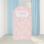 One Silly Goose Arch Backdrop Cover 8FT Pink Plaids Stretchy Arched Stand Cover for Baby Girls 1st Birthday Baby Shower Party Decoration - Image 2