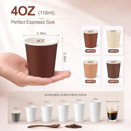Roshtia 500 Pack 4 oz Paper Espresso Cups Elegant Brown Gradient Design, Small Disposable Cups for Espresso, Hot Tea, Baby Showers, Weddings, Parties, Picnics, Homes, Offices & Events - Image 2
