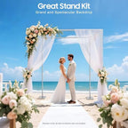 10FT Adjustable 4 Post Wedding Canopy Frame Kit, Heavy Duty Wedding Backdrop Stand Support Syestem, Canopy Chuppah Mandap Hardware Kit for Birthday Photo Booth Baby Shower Party Decorations - Image 5
