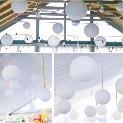 11 Pcs Paper Lanterns Assembling and Hanging These for Beach Ball Sports Parties is Hassle - Free, Lantern is Equipped with a C - Shaped Clip, Enabling Quick Setup. - Image 5
